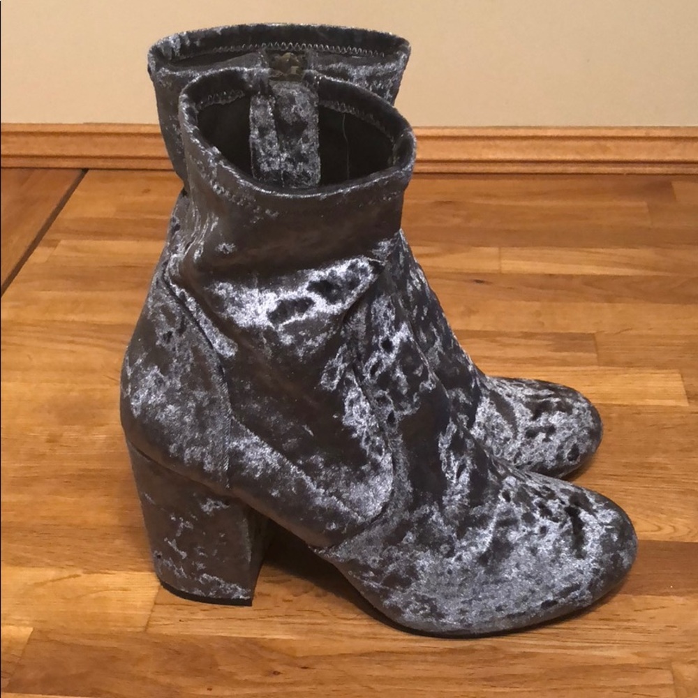 ASOS velvet blue booties